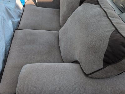 Set of 2 Black Armchairs and light Brown Fabric Sofa