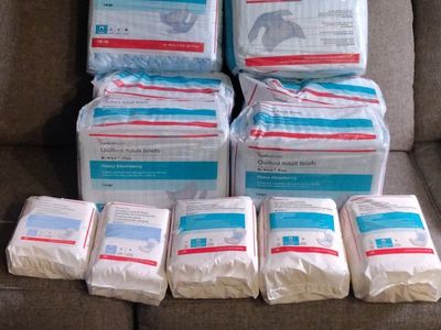 Huge Incontinence Supply Lot - 6 Packs Large Briefs + 5 Packs Pads - Brand New