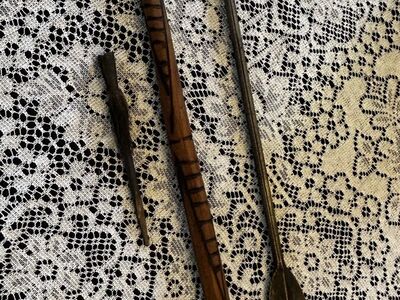 Unique hand carved African wooden SPEAR from Kenya Africa 4 pieces 48 in long