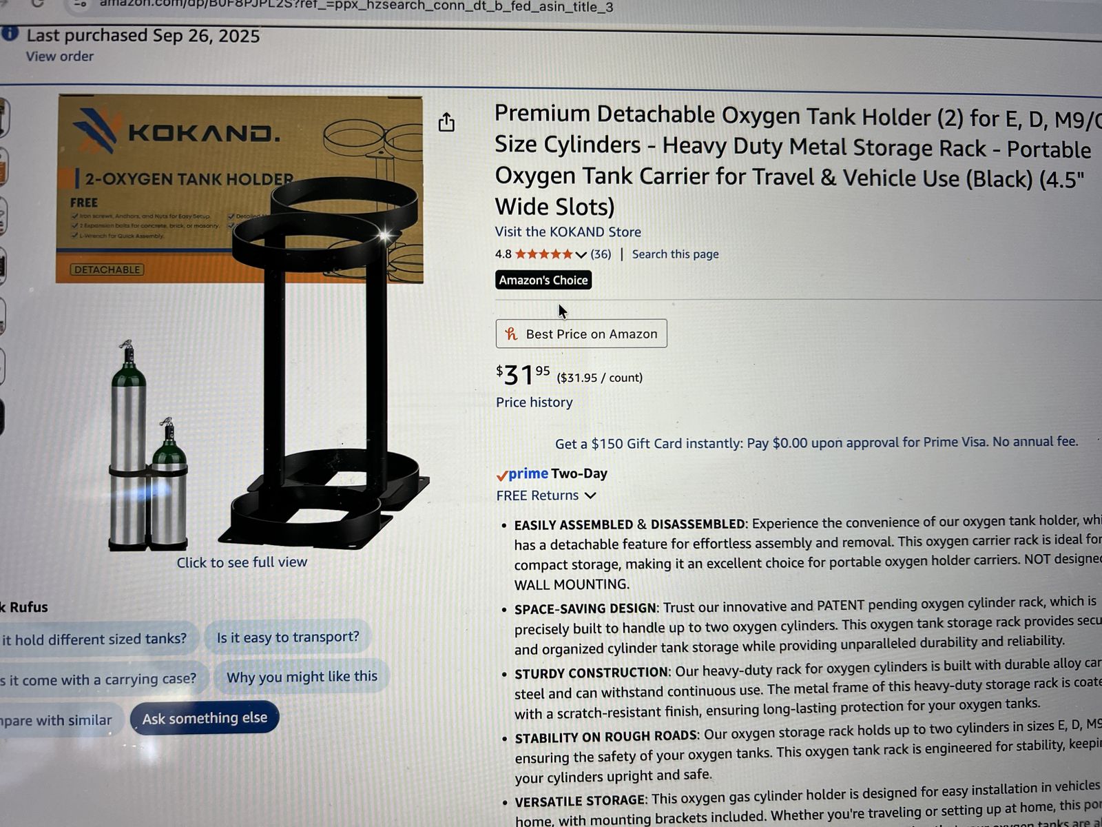 Detachable Oxygen Tank Holders