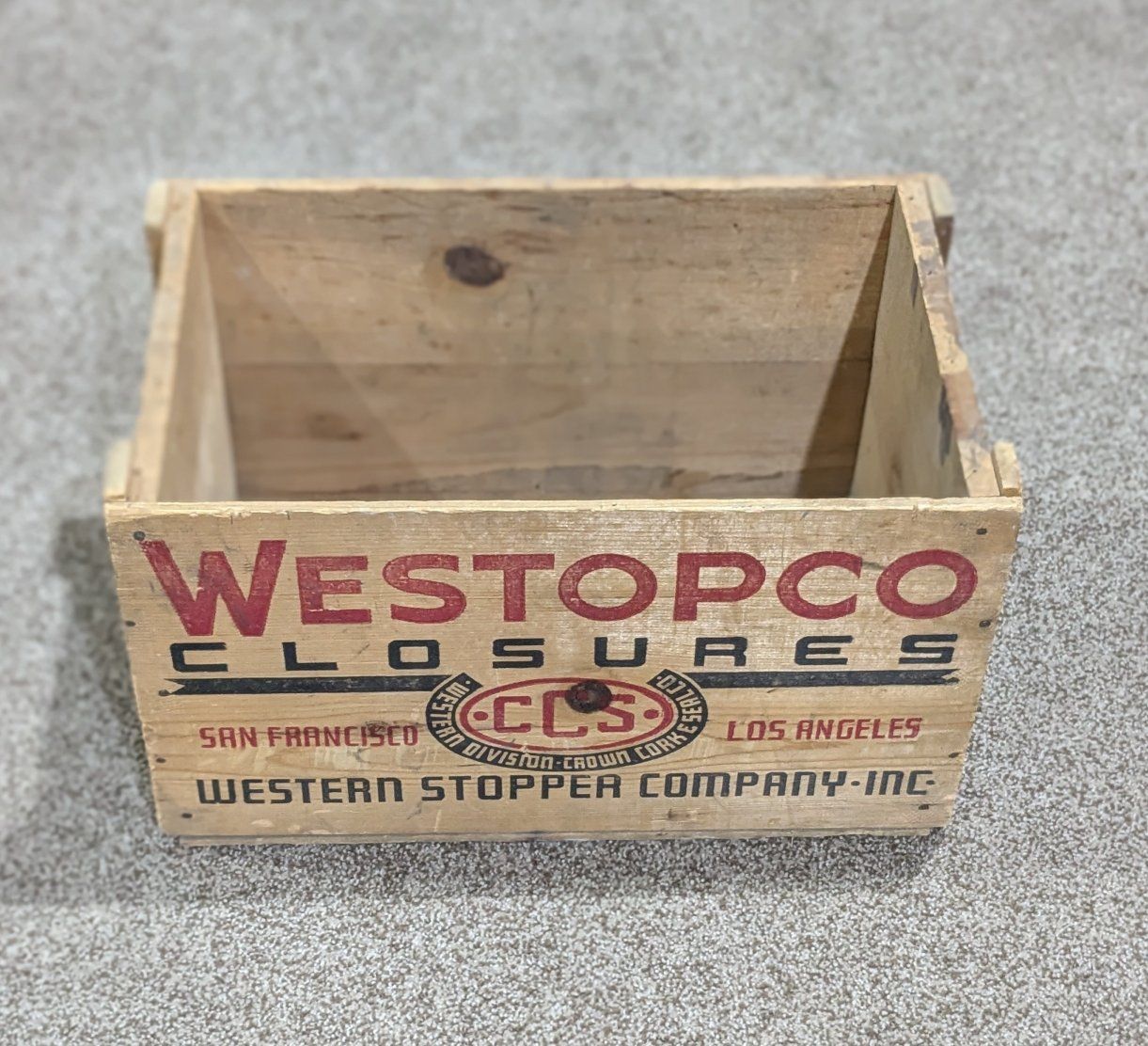 Vintage Western Stopper Company Wooden Crate