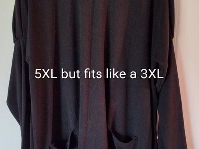 Black Long Sleeve Top with Pockets, Oversized Tunic, Size 5XL (fits like 3XL)