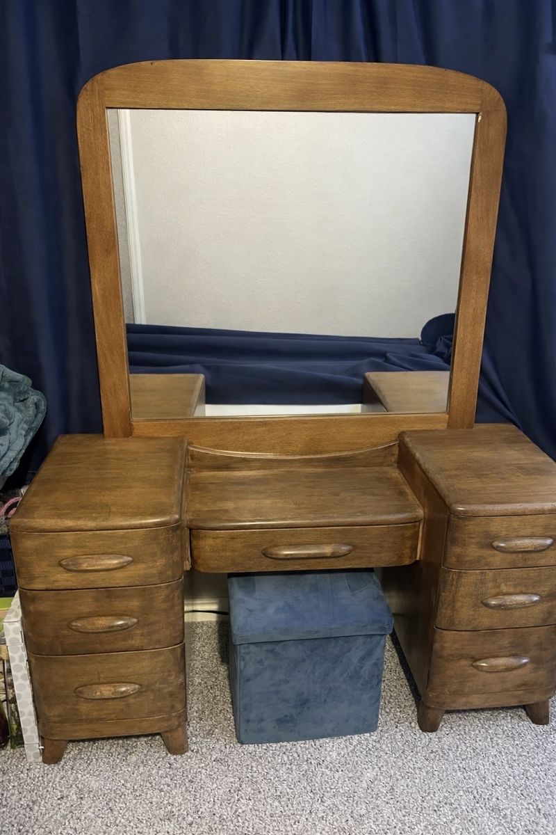 Solid Wood 1930s/1940s Art Deco Waterfall vanity