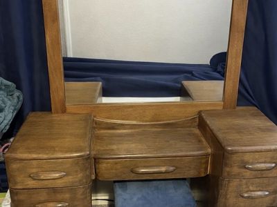 Solid Wood 1930s/1940s Art Deco Waterfall vanity