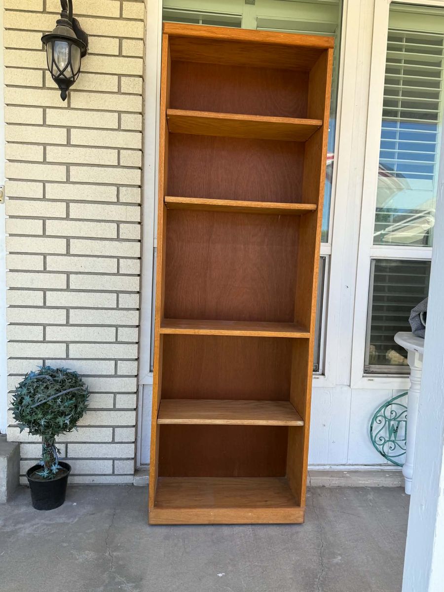 Brown wood bookshelf