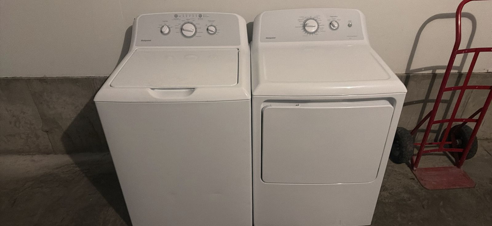 Hotpoint Washer & Electric Dryer Set - White, Top Load Washer, Front Load Dryer