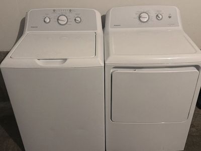 Hotpoint Washer & Electric Dryer Set - White, Top Load Washer, Front Load Dryer