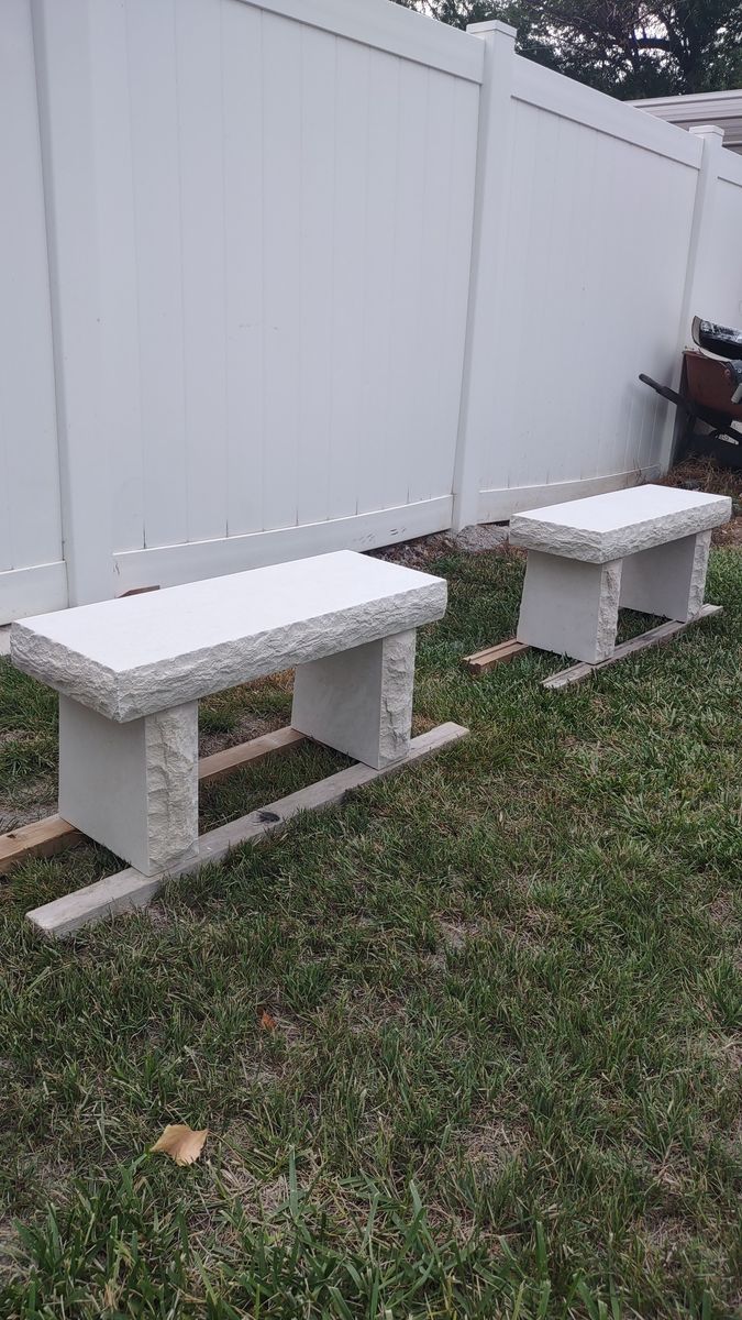 2 Limestone Garden Benches