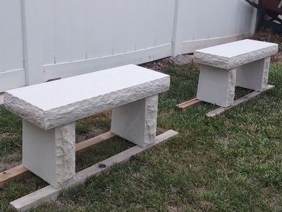 2 Limestone Garden Benches