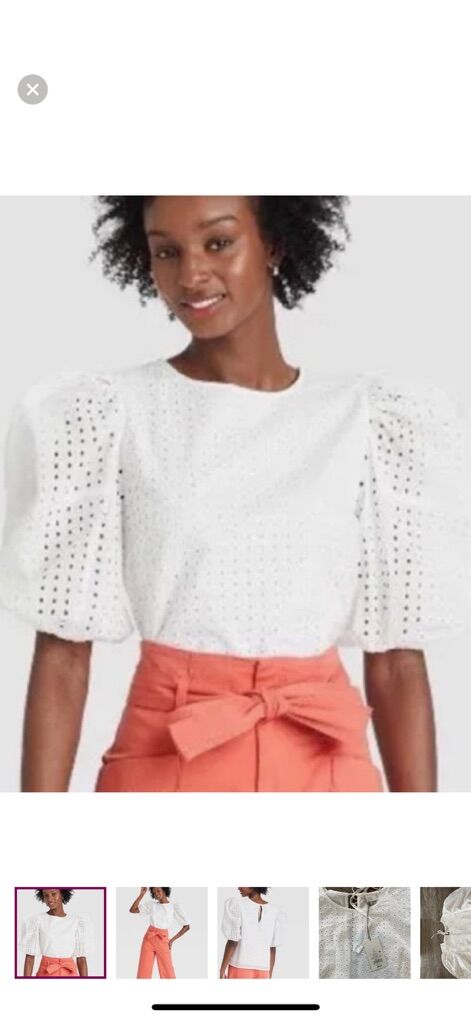 A New Day NWT Womens Puff Sleeve Eyelet top