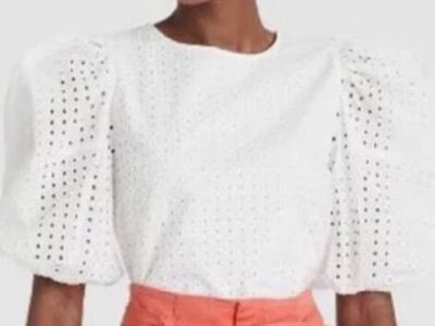 A New Day NWT Womens Puff Sleeve Eyelet top