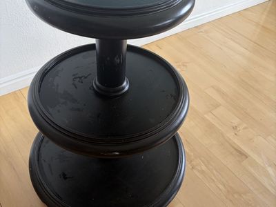 Round Black 3-Tier Pedestal Accent Table/Plant Stand - Distressed Finish