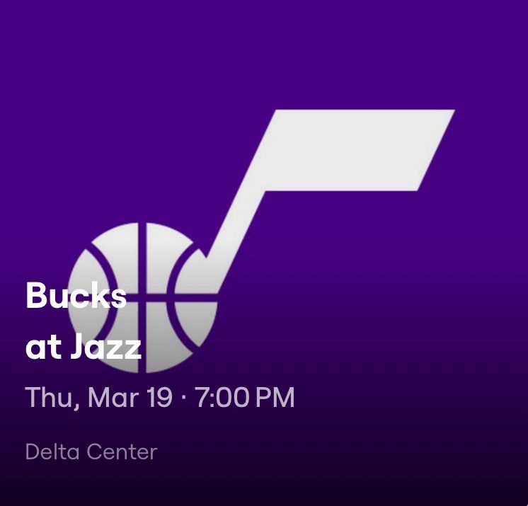 1-8 Aisle Utah Jazz MILWAUKEE Bucks Tickets