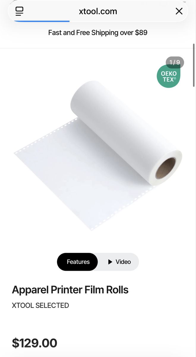 New in box XTOOL SELECTED OEKO-TEX Apparel Printer Film Roll 100m - Unused, High-Quality DTF Film