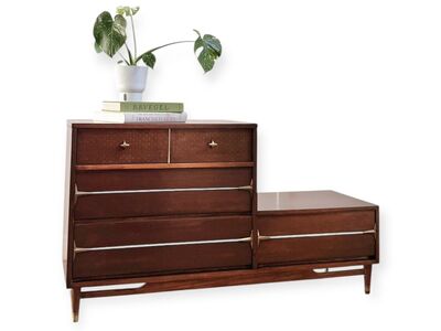 4 Drawer Walnut Step Chest