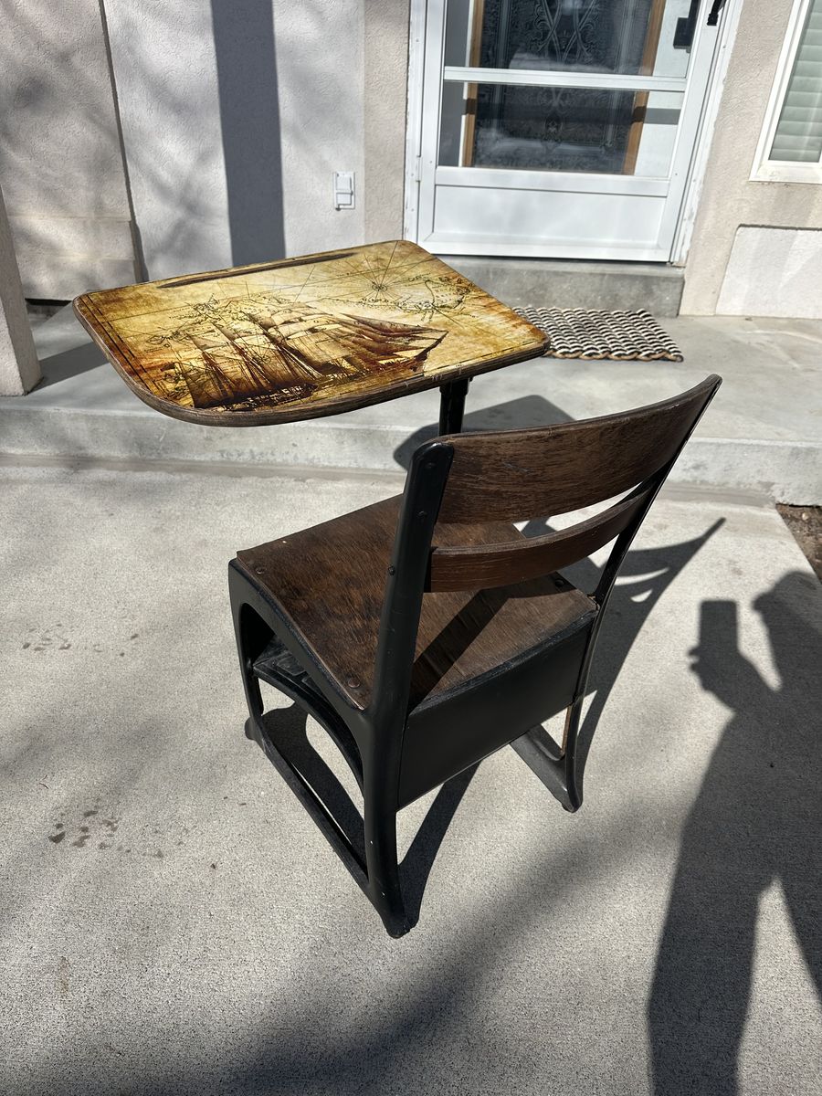 Vintage Desk with Decorative Top