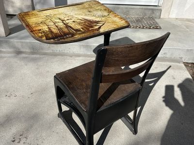 Vintage Desk with Decorative Top