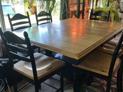 Dining Table and Chairs Set - Wooden Top with Black Finish