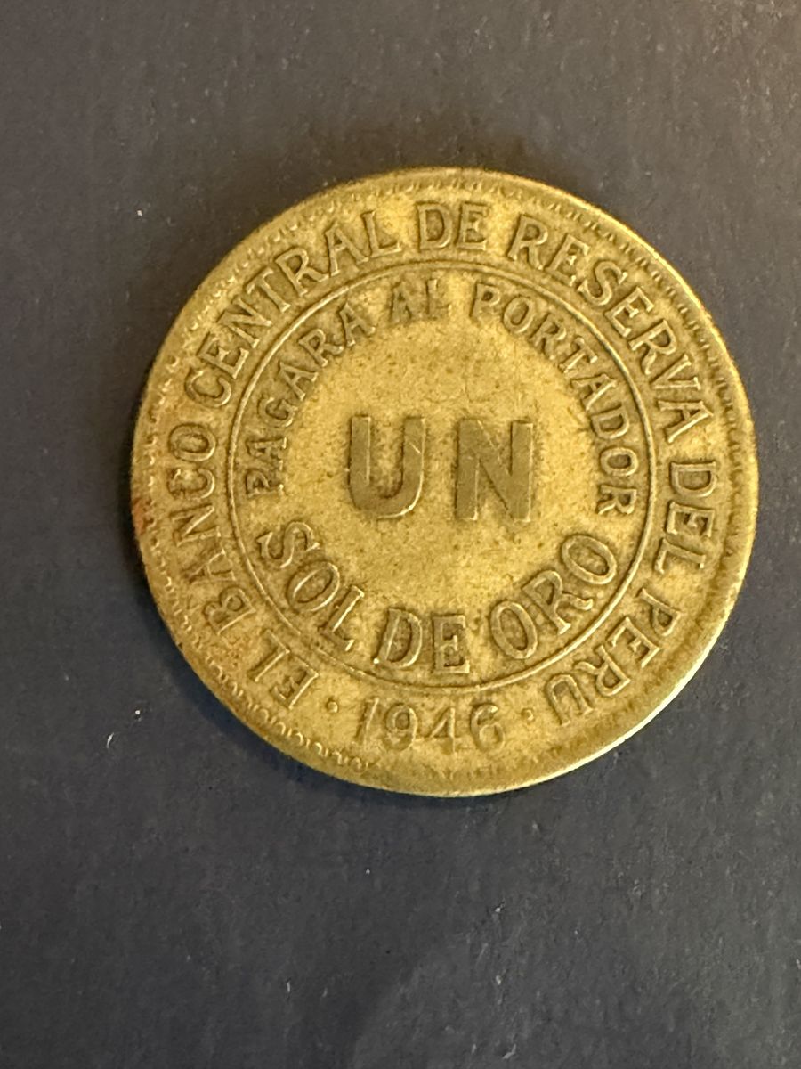 1946 Peru in sol de oro coin