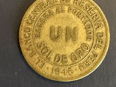 1946 Peru in sol de oro coin