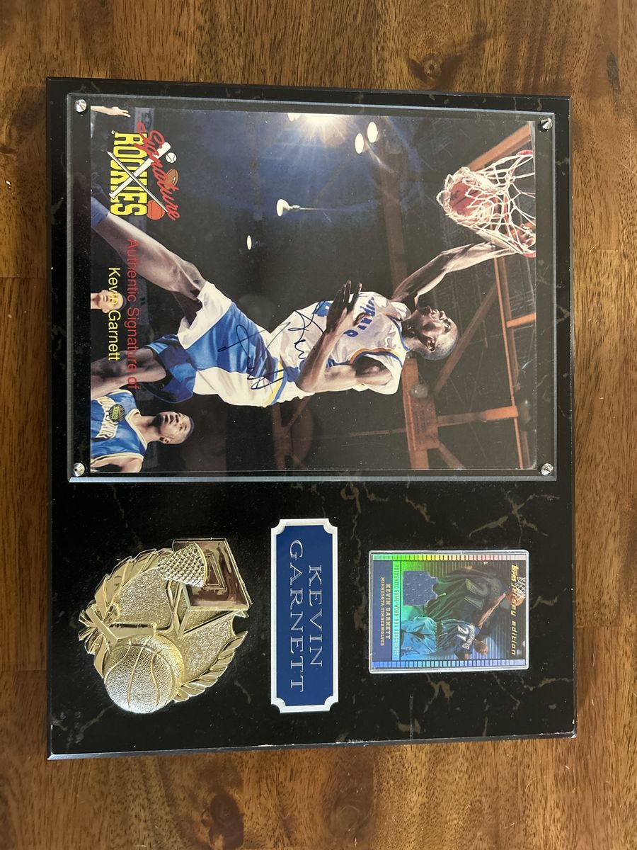 12x15 Hand Signed Auto w/COA Kevin Garnett Autographed Signature Rookies Plaque with NBA Topps Jersey Card Rookie High School 
