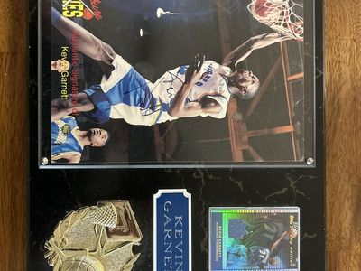 12x15 Hand Signed Auto w/COA Kevin Garnett Autographed Signature Rookies Plaque with NBA Topps Jersey Card Rookie High School