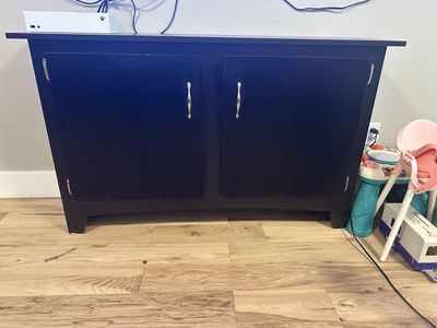 Black Wooden Entertainment Center/TV Stand with Storage