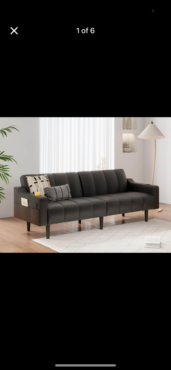 NEW MCM faux leather black sleeper sofa/ futon