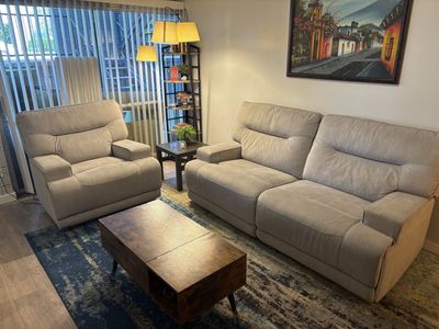 Gray Power Reclining Sofa Set
