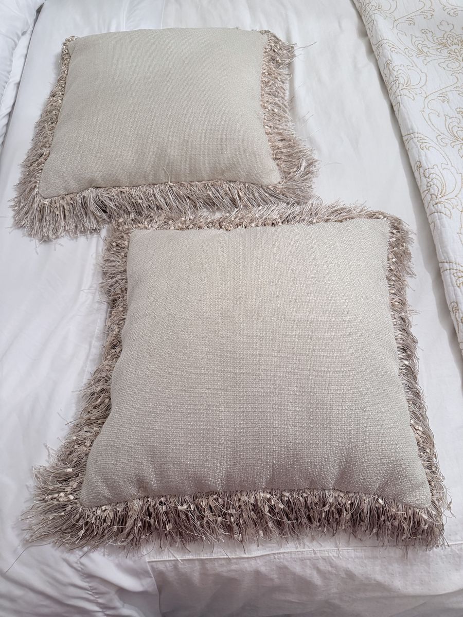 Pier 1 Imports Fringe Throw Pillows Beige Set of 2