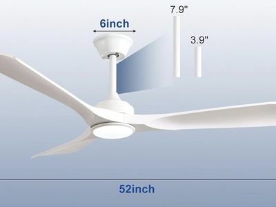 Quiet 52inch white 3-blade ceiling fan 3 blade w/light