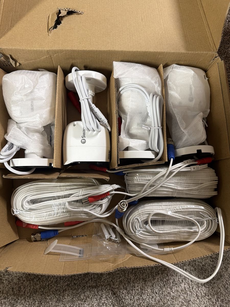 Swann Security Camera System - 4 Cameras with Cables, White