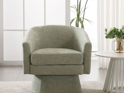 Modern Green Upholstered Swivel Accent Chair Club Barrel Armchair with Removable Cushion