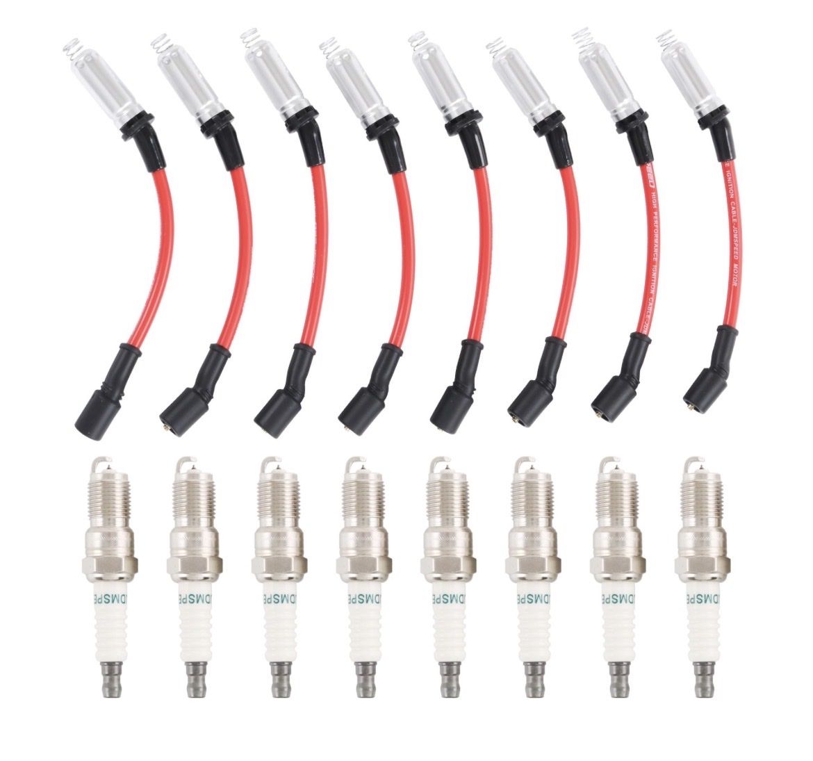 Brand New Set of 8 Iridium Spark Plugs and Wires fits Chevy Silverado and others