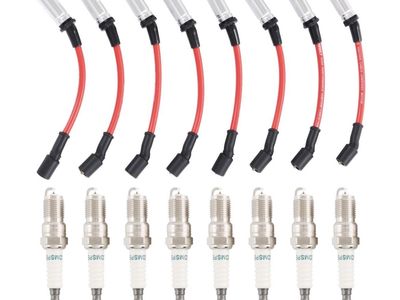 Brand New Set of 8 Iridium Spark Plugs and Wires fits Chevy Silverado and others