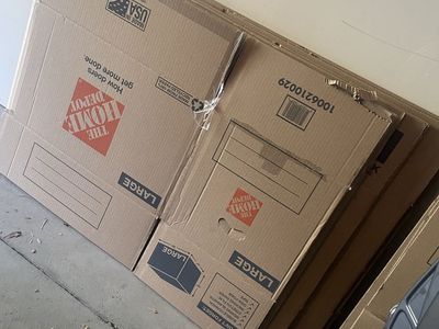Home Depot Moving Boxes - Assorted Medium & Large (Approx. 50, Mostly Unused)