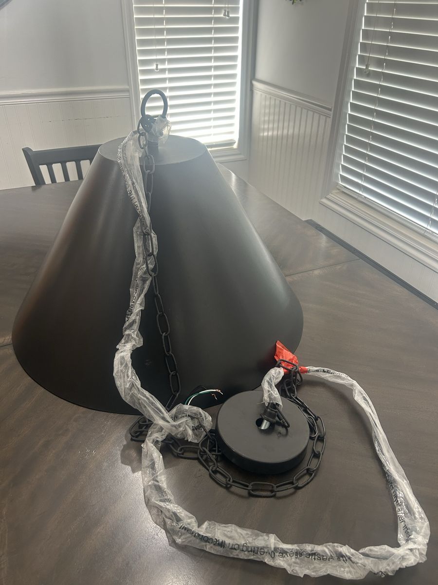 26” Modern Black Dome Pendant Light Fixture with Hanging Chain