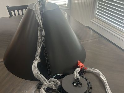 26” Modern Black Dome Pendant Light Fixture with Hanging Chain