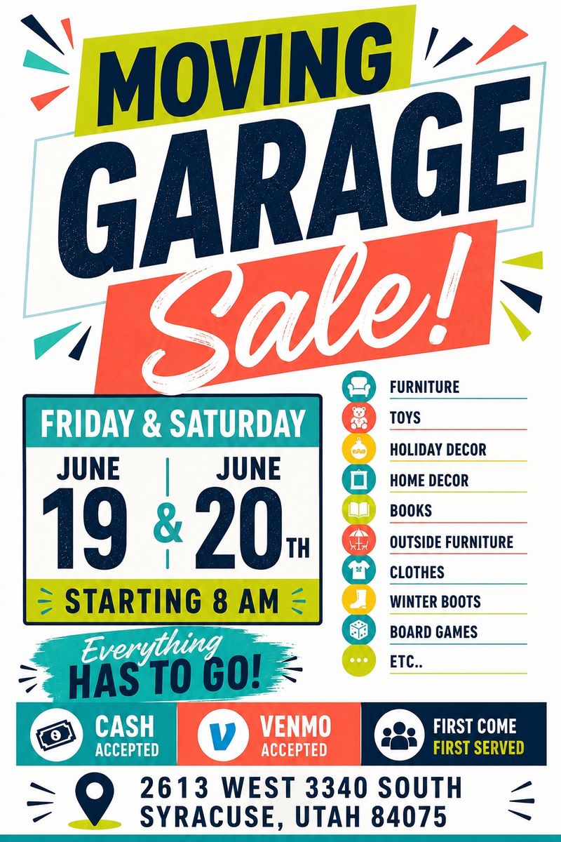 HUGE Moving Garage Sale (6/19-6/20)