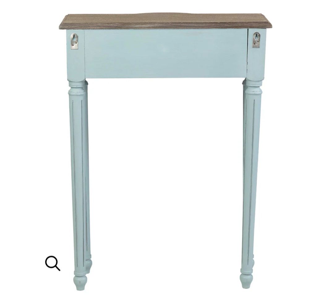 Jeffan Josephine 24" Console Table Light Blue with Natural Top TT-JO-75007-LB New in Box