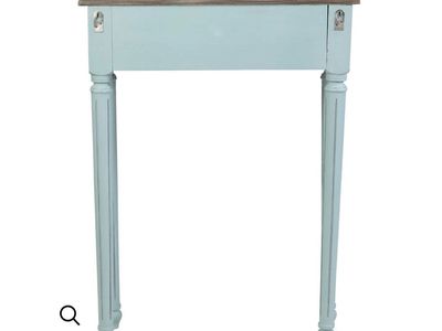 Jeffan Josephine 24" Console Table Light Blue with Natural Top TT-JO-75007-LB New in Box