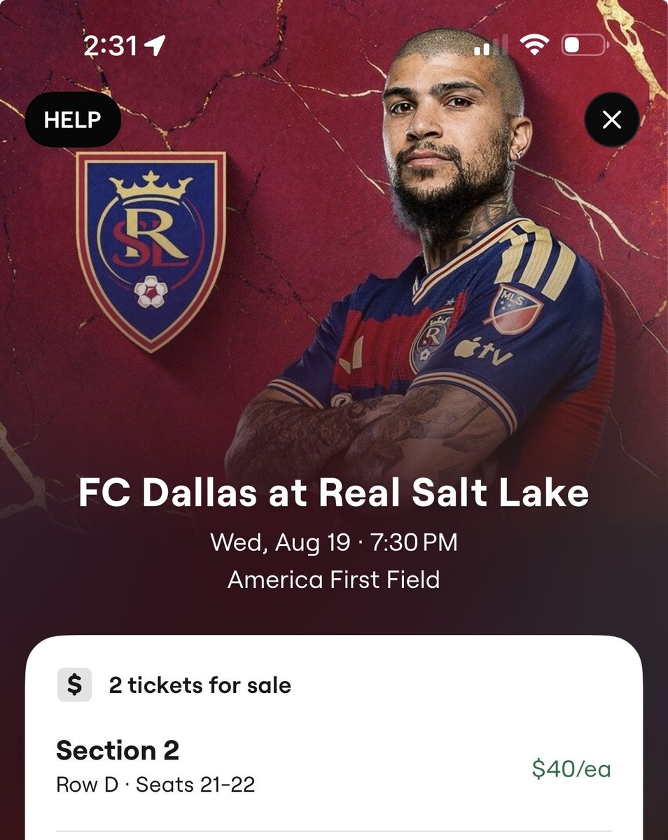 FC Dallas at Real Salt Lake - Tonight! $40 for the pair!!