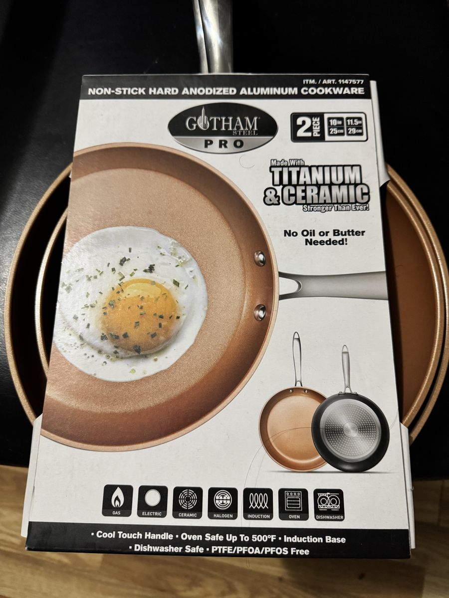 New Gotham Steel Pro Hard Anodized Nonstick 2 Pack Fry Pan Set - - 10'' & 11.5''