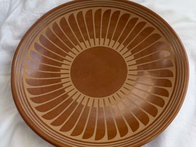 Maria Martinez and Popovi Da Pottery Redware Plate with Feather Designs