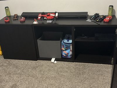 Black Wooden TV Stand with Storage Cabinets