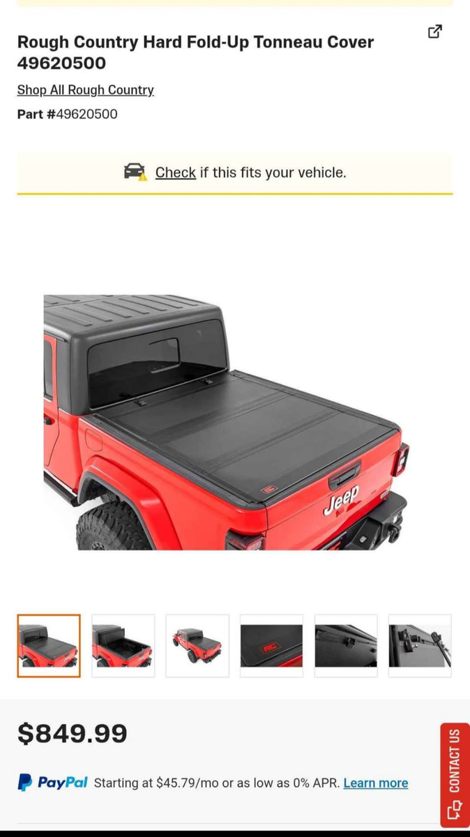 Rough Country Hard Fold-Up Tonneau Cover 49620500 - Jeep Gladiator