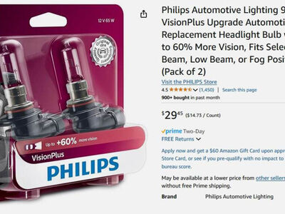 Philips 9005 VPB2 VisionPlus headlight bulbs (2 packs of 2)