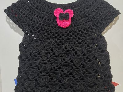 Handcrafted Black Crocheted Toddler Top with Pink Mouse Accent