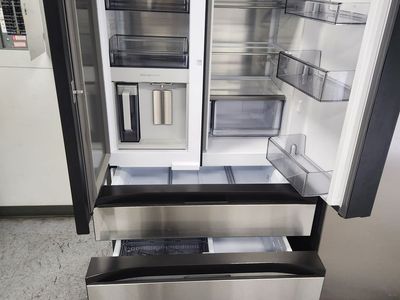Samsung Bespoke 36" 22.5 Cu. Ft. Charcoal Glass/Matte Black Counter Depth French Door Refrigerator with AI Family Hub+ and AI