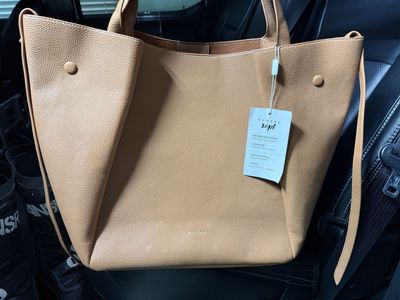 Polene Numero Sept Tote Bag in Camel Leather - New with Tags, Italian Calfskin & Suede